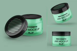 Free Glass Cosmetic Jar Mockup se