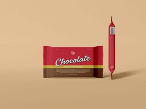 Simple Chocolate Bar Packaging Wrapper Mockup