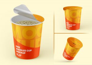 Instant Food Noodles Peel-Off Lid Cup Mockups set