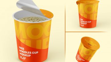 Instant Food Noodles Peel-Off Lid Cup Mockups set