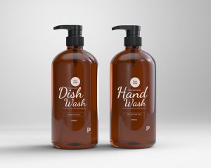 Amber Glass Pump Bottle Mockup