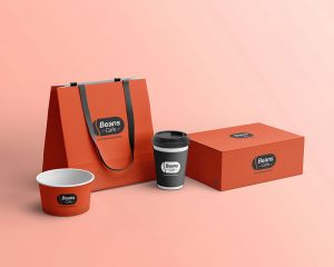 Free Cafe Coffee Beans Branding Mockup