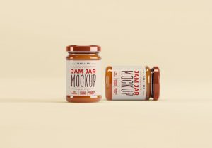 2 Glass Jar Mockup for Jam Packaging and Branding