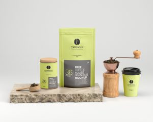 Coffeehouse Packaging and Branding Mockup Scene