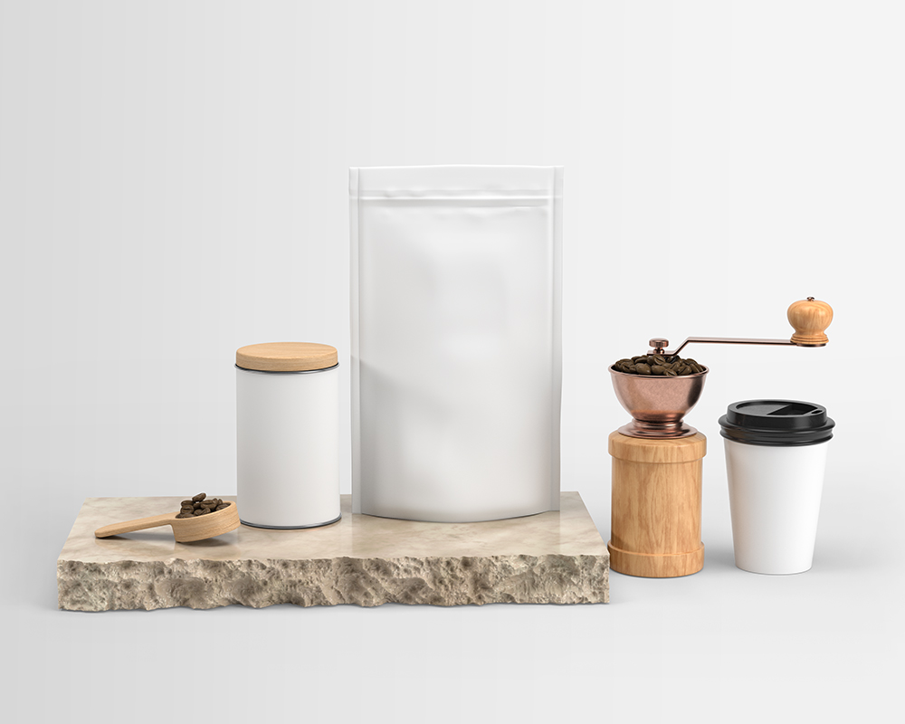 Coffeehouse Packaging and Branding Mockup Scene