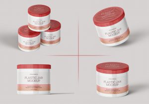 Free Cosmetic Plastic Cream Jar Mockup PSD Set