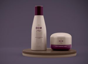 Free Cosmetics Shampoo Bottle & Cream Jar Mockup