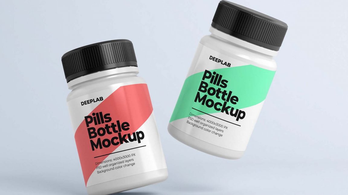 Multi-Vitamin Pills Bottle Mockup - Free Package Mockups