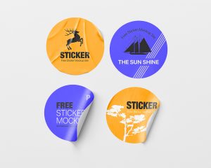 Free Packaging Label Round Sticker Mockups