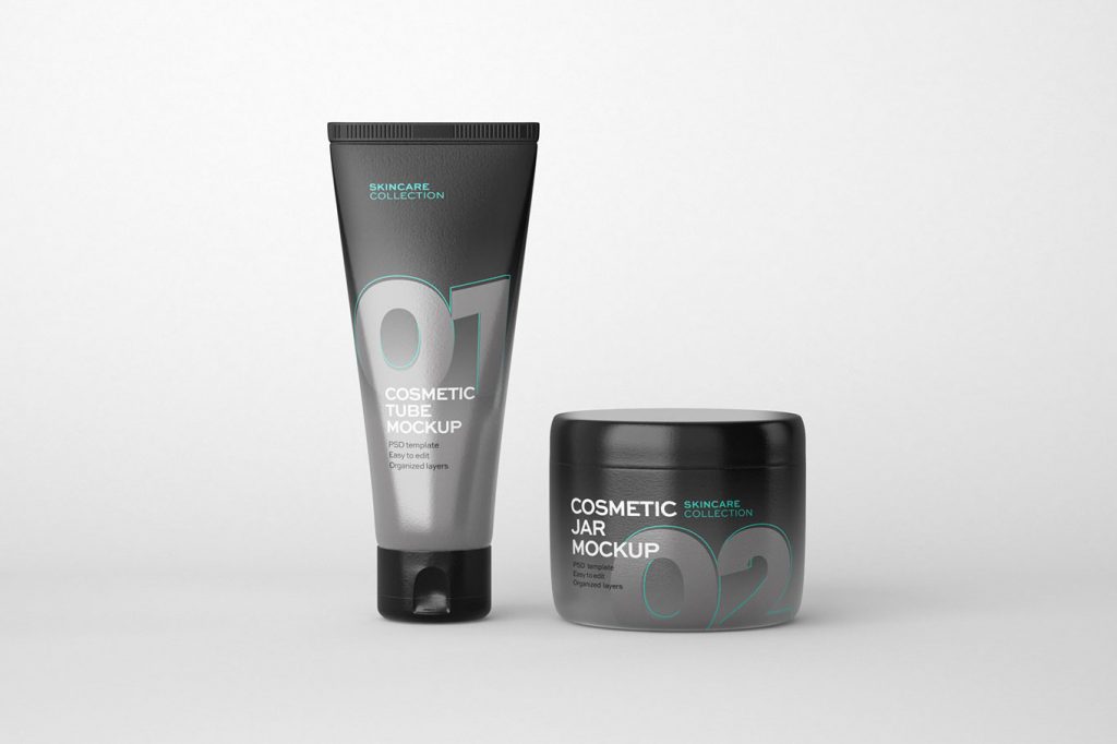 Free Skincare Cosmetic Jar and Tube Mockup