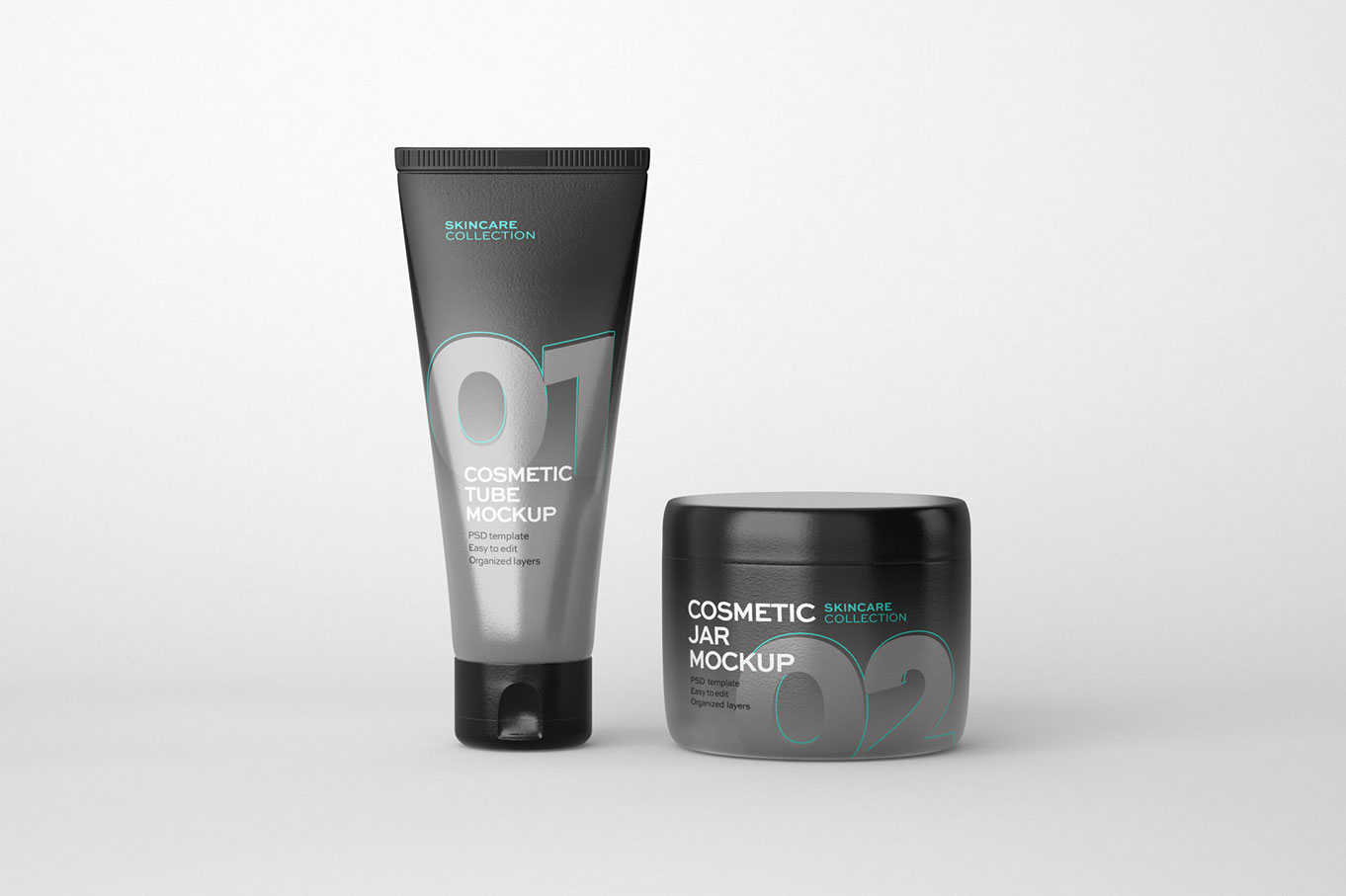 Free Skincare Cosmetic Jar and Tube Mockup