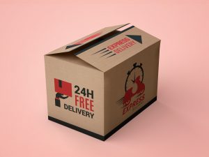 Free Delivery Box Mockup