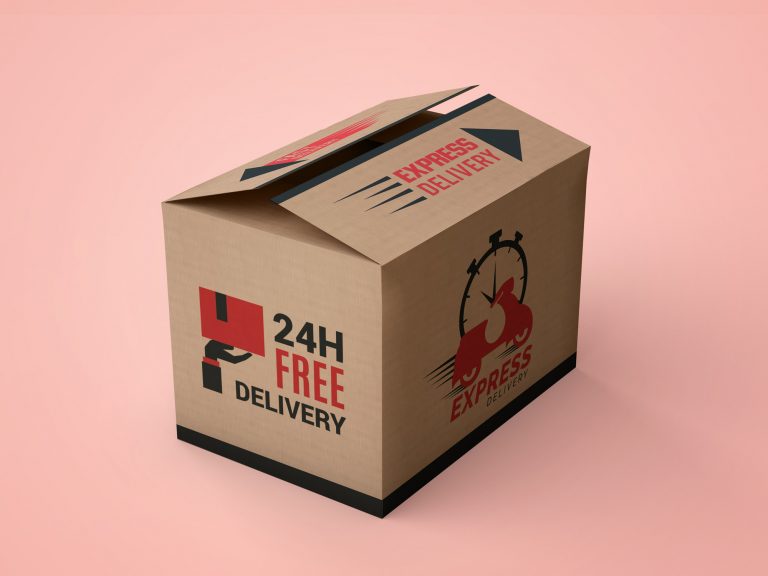 Free Delivery Box Mockup