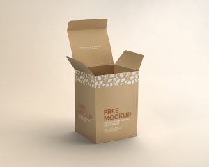Free Natural Kraft Tuck-Top Gift Box Mockup