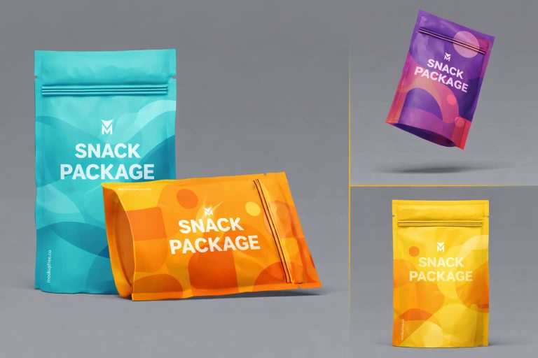 Free Standing Pouch Snack Food Packaging Mockups set