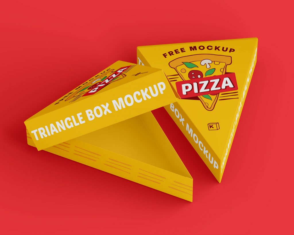 Free Triangle Pizza Box Mockup set