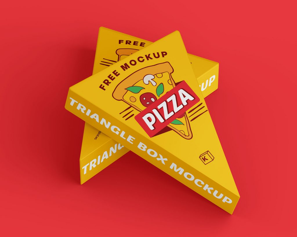 Free Triangle Pizza Box Mockup set