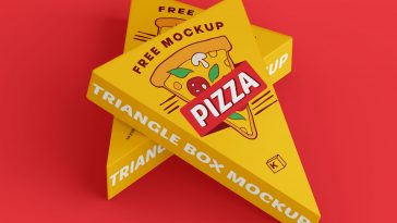 Free Triangle Pizza Box Mockup set
