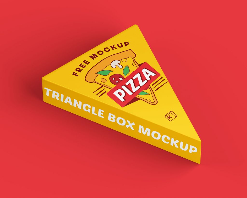 Free Triangle Pizza Box Mockup set