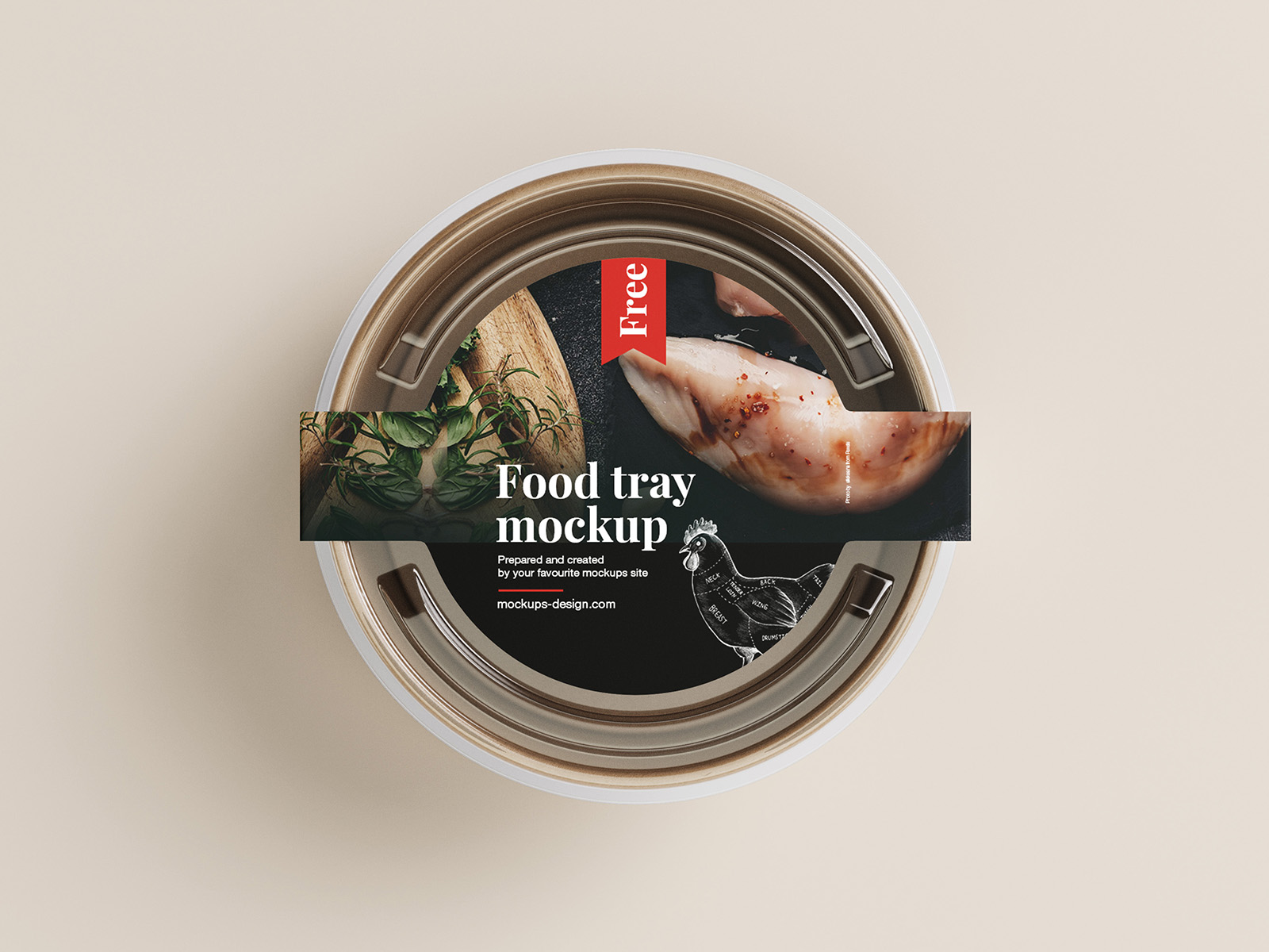 Free Round Food Tray Container Mockup