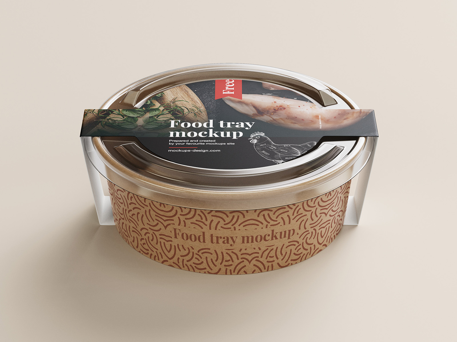 Free Round Food Tray Container Mockup