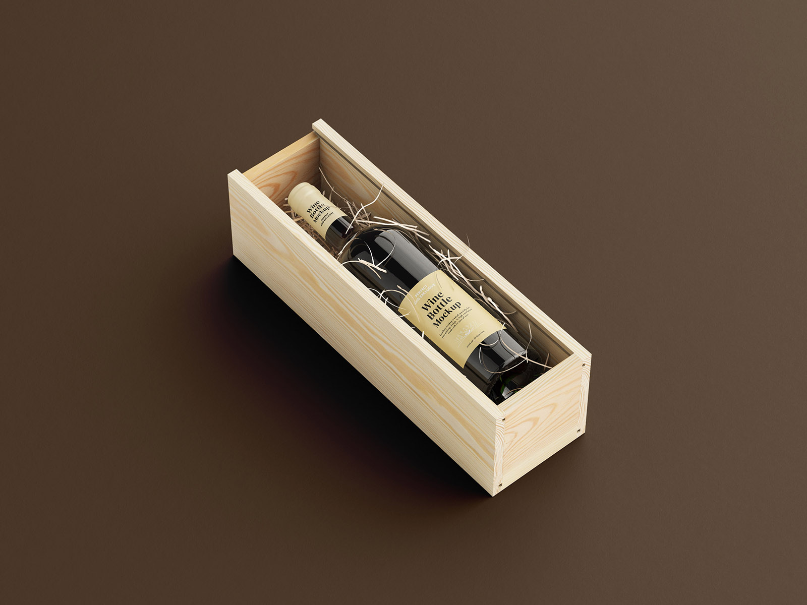 Free Opened Wine Box Mockup