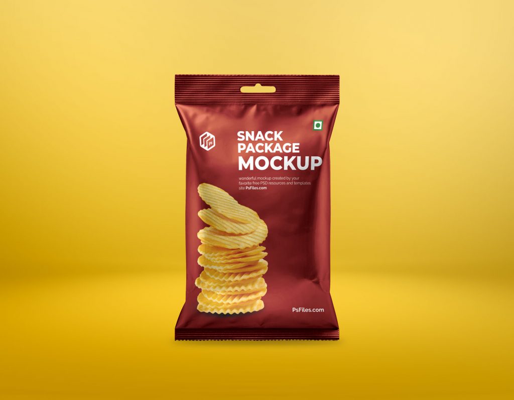 Hanging Hole Snack Packet Packaging Mockup