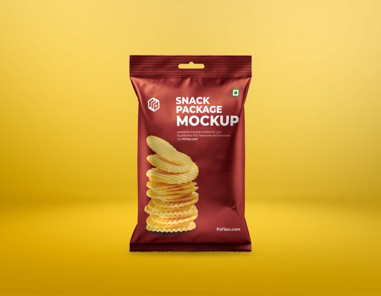 Hanging Hole Snack Packet Packaging Mockup
