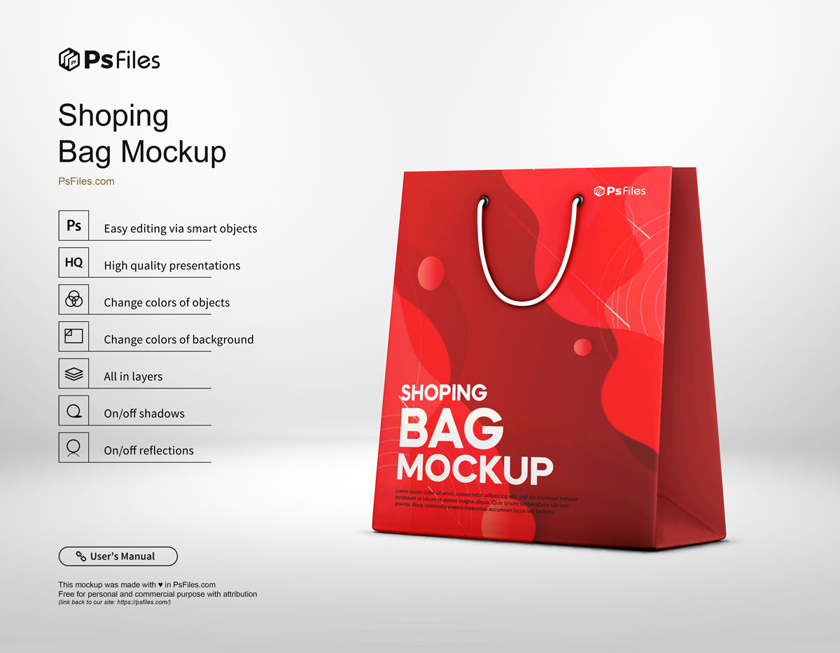 Free Paper Shopper Bag Mockup PSD