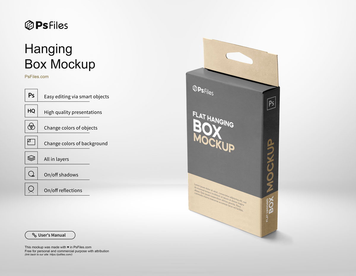 Slim Hanging Box Packaging Mockup PSD for Free