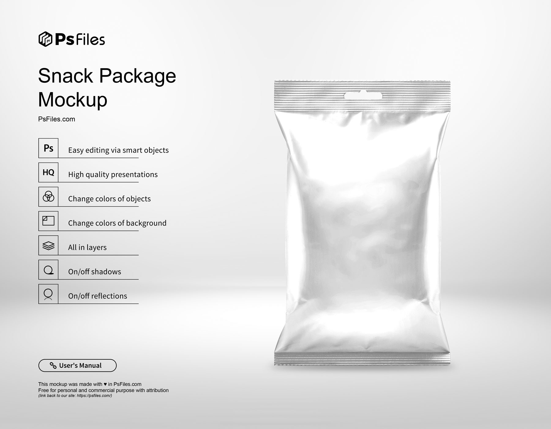 Snack Packet Packaging Mockup with Hanging Hole