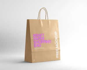 Free Kraft Paper Shopping Bag Mockup