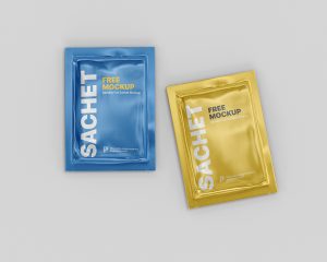Free Metallic Foil Sachet Mockup