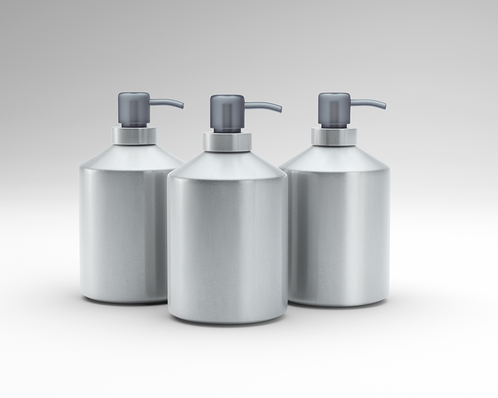 Free Metallic Pump Dispenser Bottle Mockup