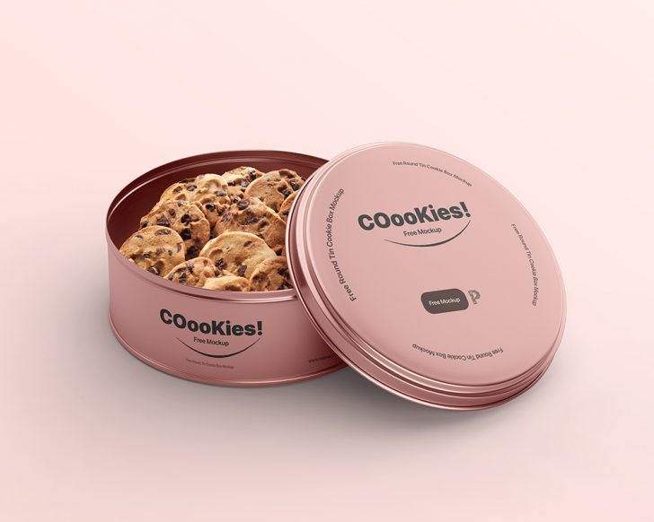 Free Round Tin Cookie Box Mockup Free Package Mockups