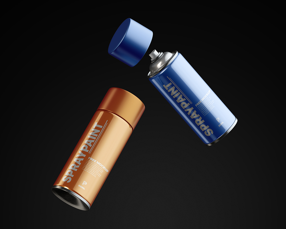Free Spray Paint Can Mockup