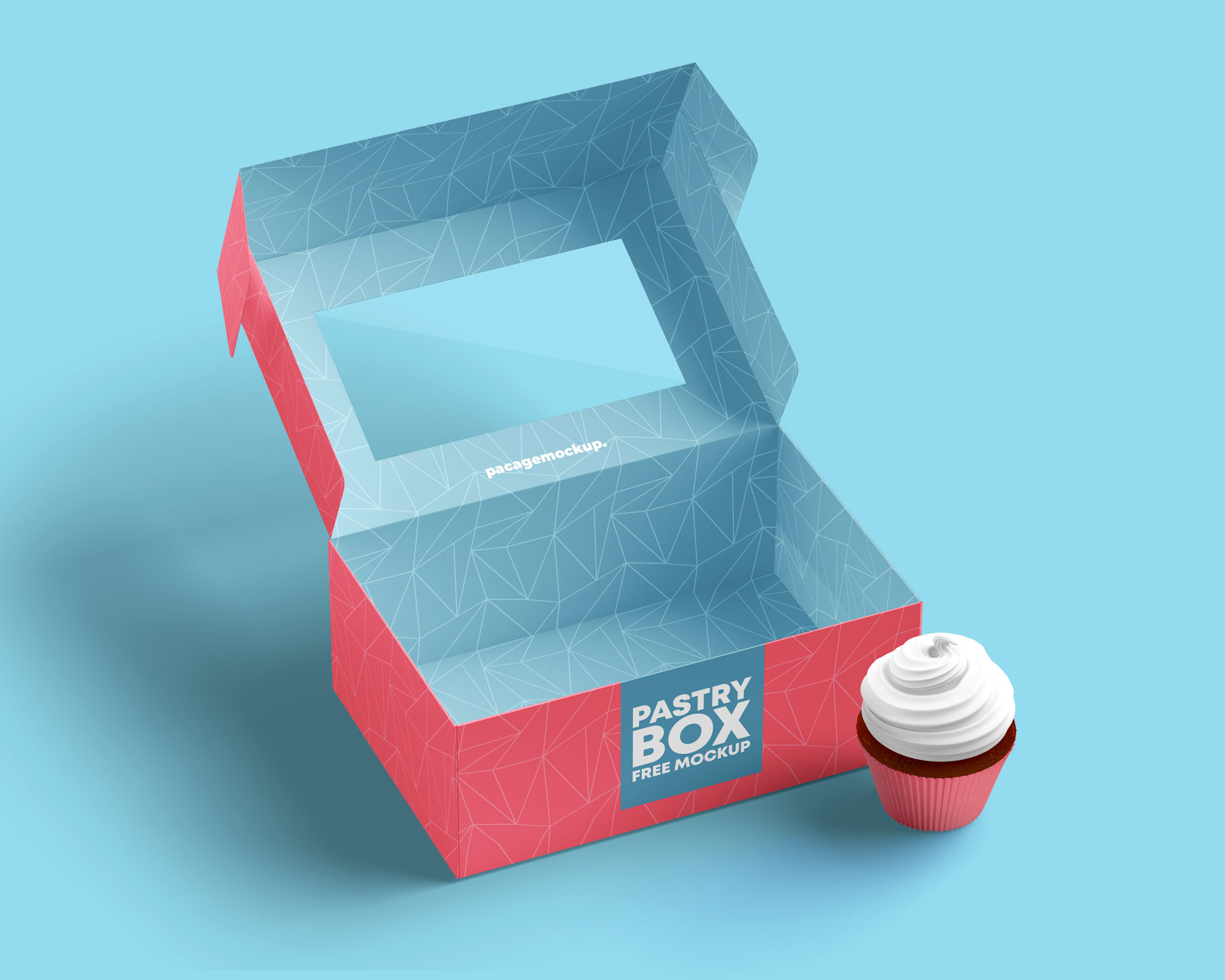 Free Cup Cakes Pastry Packaging Box Mockup