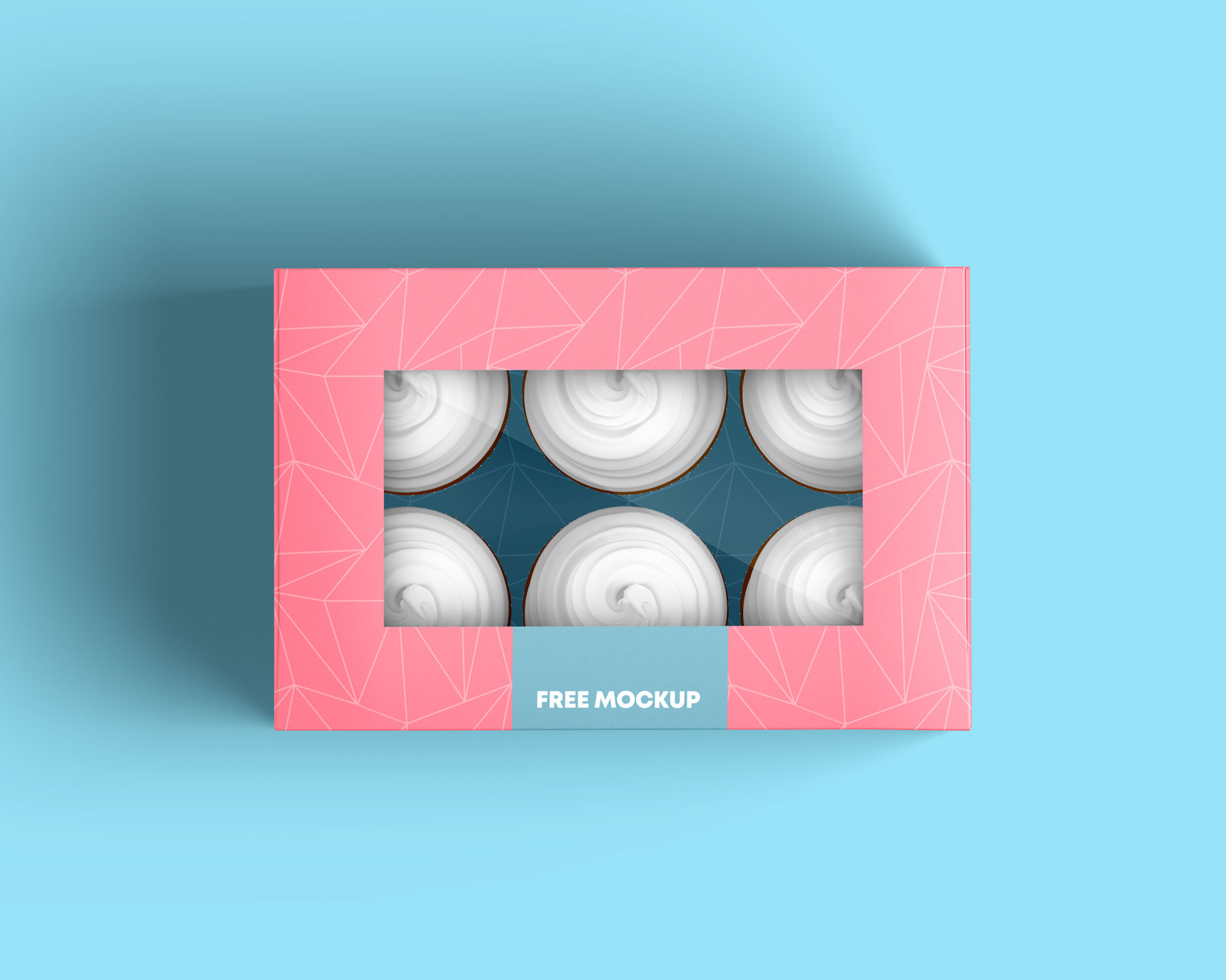 Free Cup Cakes Pastry Packaging Box Mockup