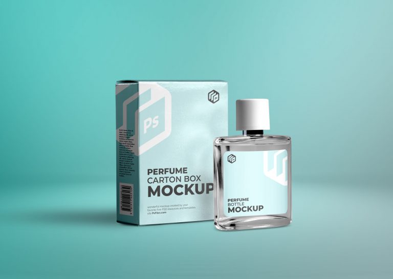 Free Perfume Packaging Bottle and Box Mockup