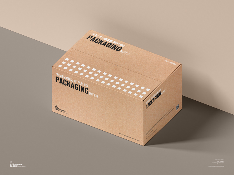 Free Premium Cargo Delivery Box Packaging Mockup