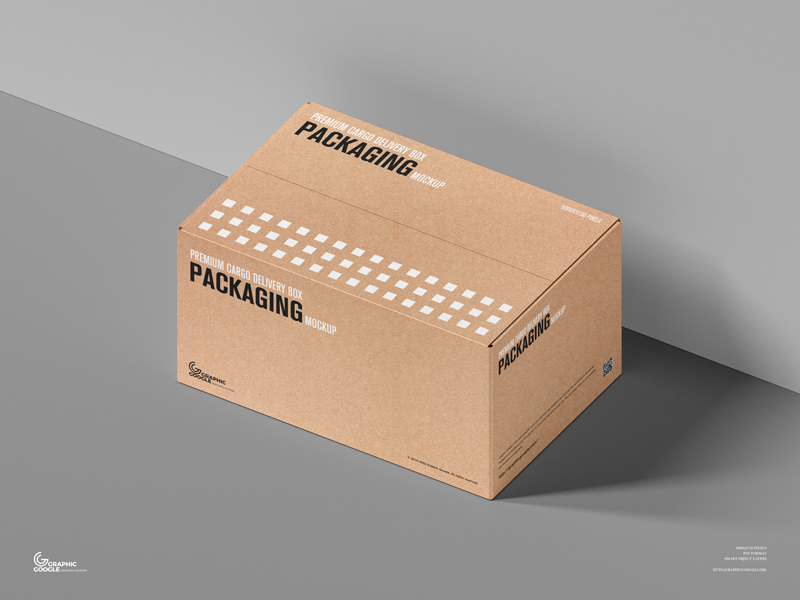 Free Premium Cargo Delivery Box Packaging Mockup