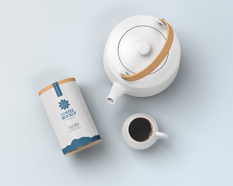 Free Coffee Tin Jar Packaging Mockup PSD