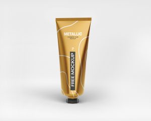 Free Metallic Cosmetic Tube Mockup