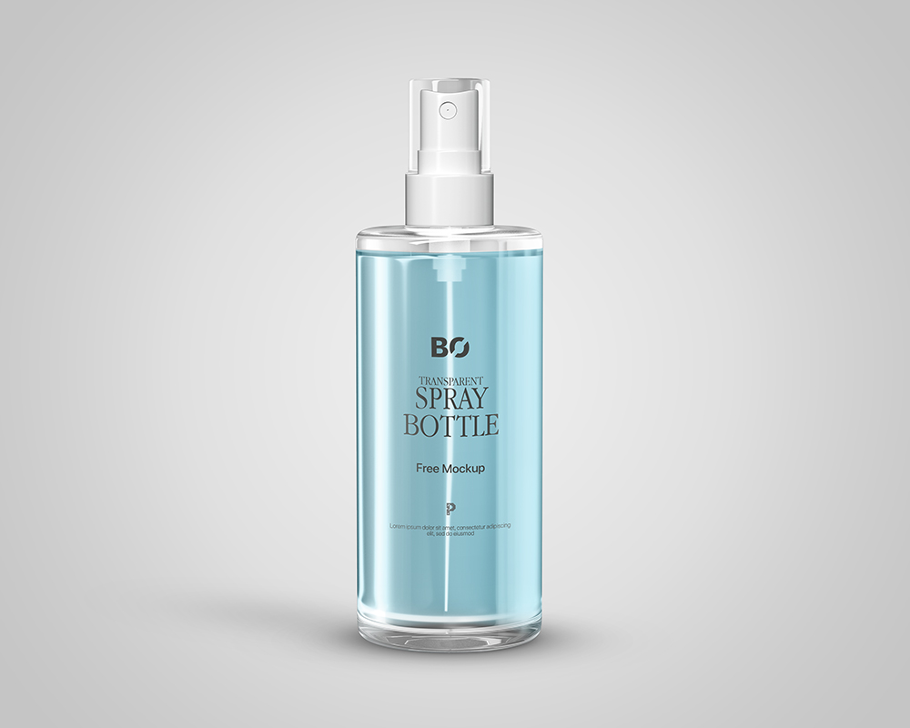 Free Transparent Spray Bottle Mockup PSD