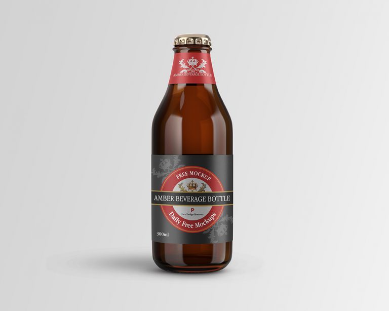 Free Amber Beverage Bottle Mockup