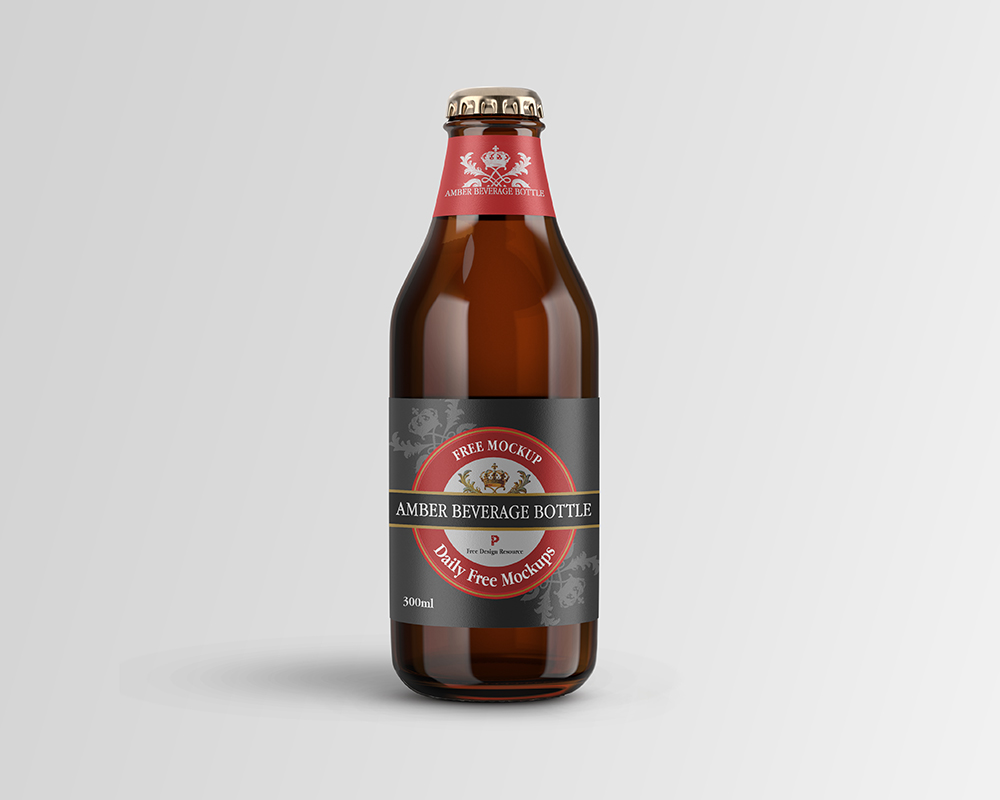 Free Amber Beverage Bottle Mockup