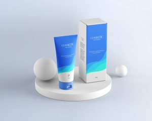 Free Cosmetic Tube with Box Mockup