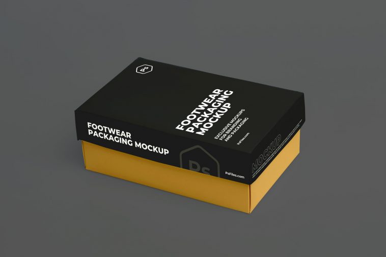 Free Footwear Packaging Box Mockup PSD