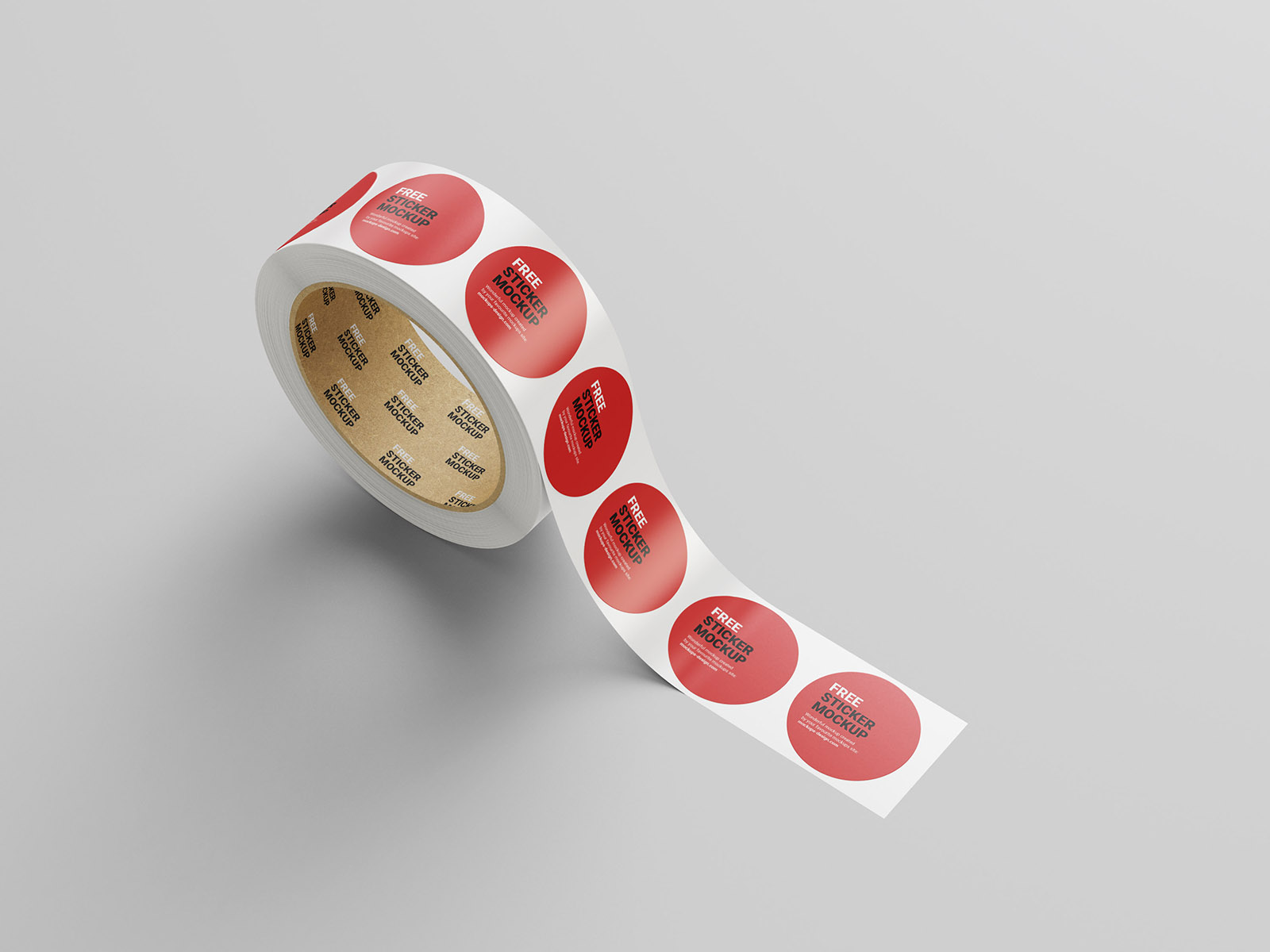 5 Free Round Roll Sticker Labels Mockup PSD Set