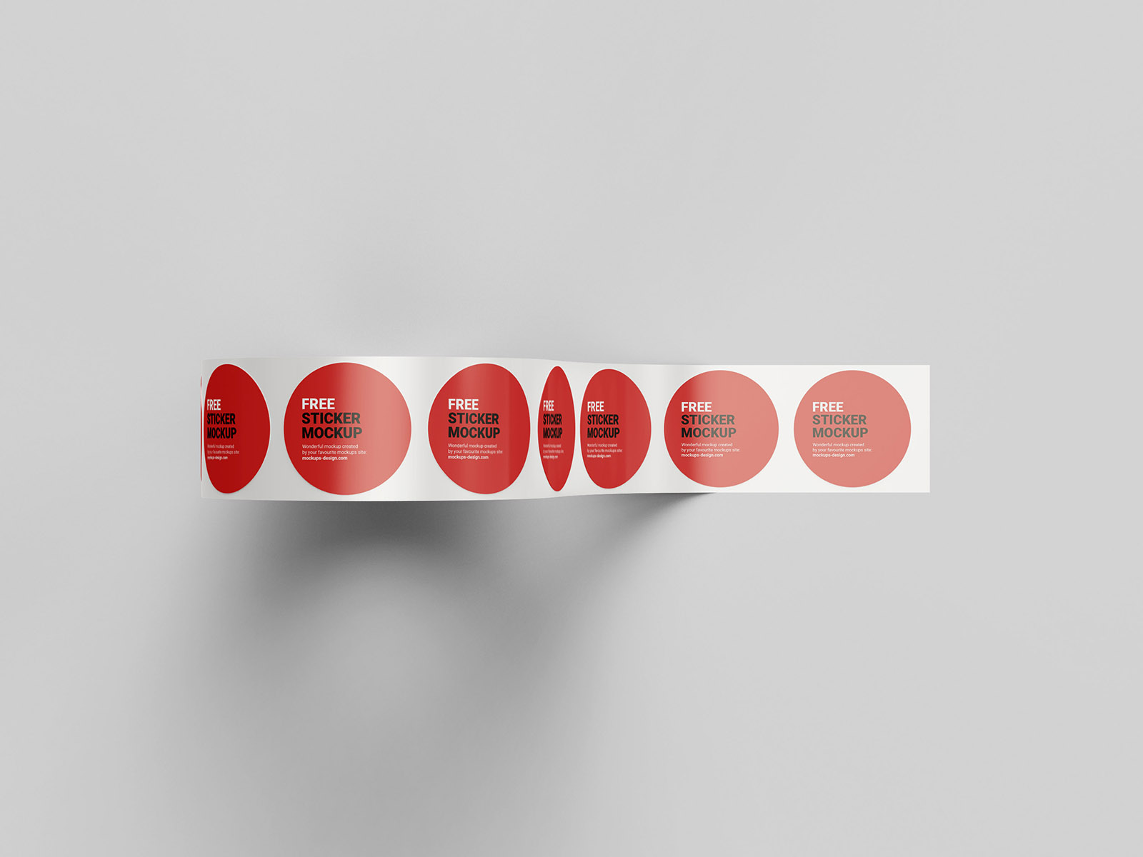 5 Free Round Roll Sticker Labels Mockup PSD Set